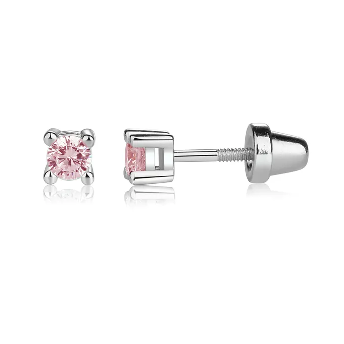Cherished Moments Earrings Sterling Silver Pink CZ Stud Earrings for Baby and Kids Cherished Moments Earrings Sterling Silver Pink CZ Stud Earrings for Baby and Kids