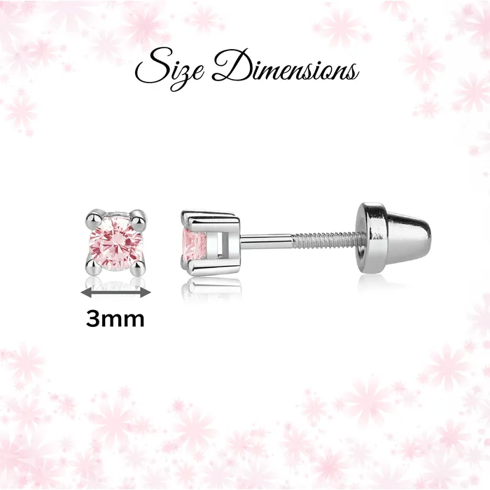Cherished Moments Earrings Sterling Silver Pink CZ Stud Earrings for Baby and Kids Cherished Moments Earrings Sterling Silver Pink CZ Stud Earrings for Baby and Kids