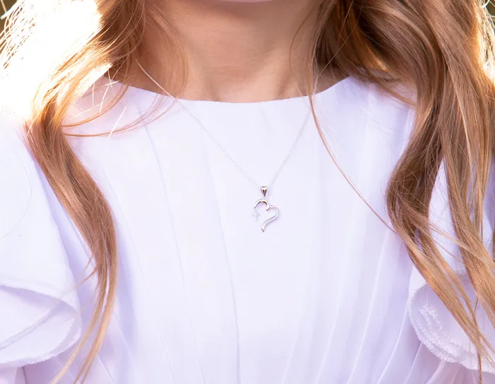 Cherished Moments Necklaces SALE Sterling Silver Childrens Cross Heart Necklace BCNDangling Cross Heart