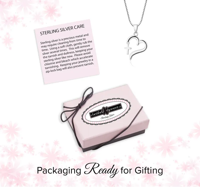 Cherished Moments Necklaces SALE Sterling Silver Childrens Cross Heart Necklace BCNDangling Cross Heart