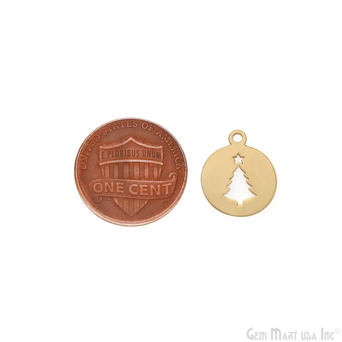 Christmas Tree Round Shape Laser Finding Gold Plated 13x16mm Charm For Bracelets Pendants GemMartUSA Necklaces Christmas Tree Round Shape Laser Finding Gold Plated 13x16mm Charm For Bracelets Pendants GemMartUSA Necklaces