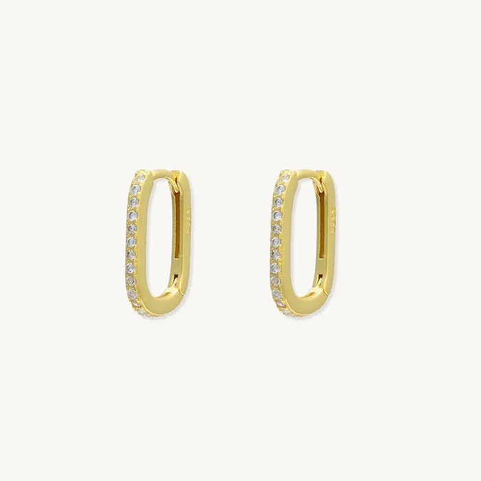 Classic Sapphire Oval Huggie Earrings Camile Stone Earrings