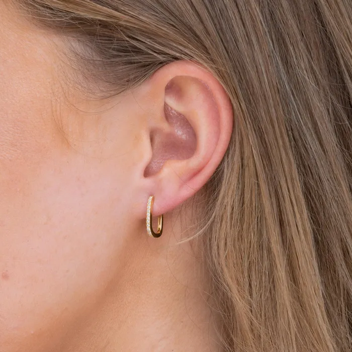 Classic Sapphire Oval Huggie Earrings Camile Stone Earrings