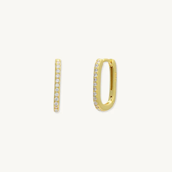 Classic Sapphire Oval Huggie Earrings Camile Stone Earrings