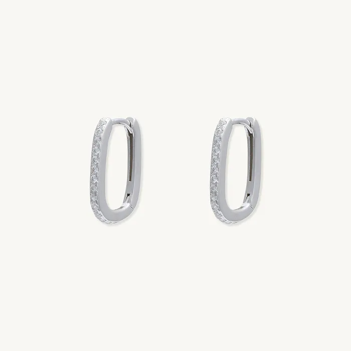 Classic Sapphire Oval Huggie Earrings Camile Stone Earrings
