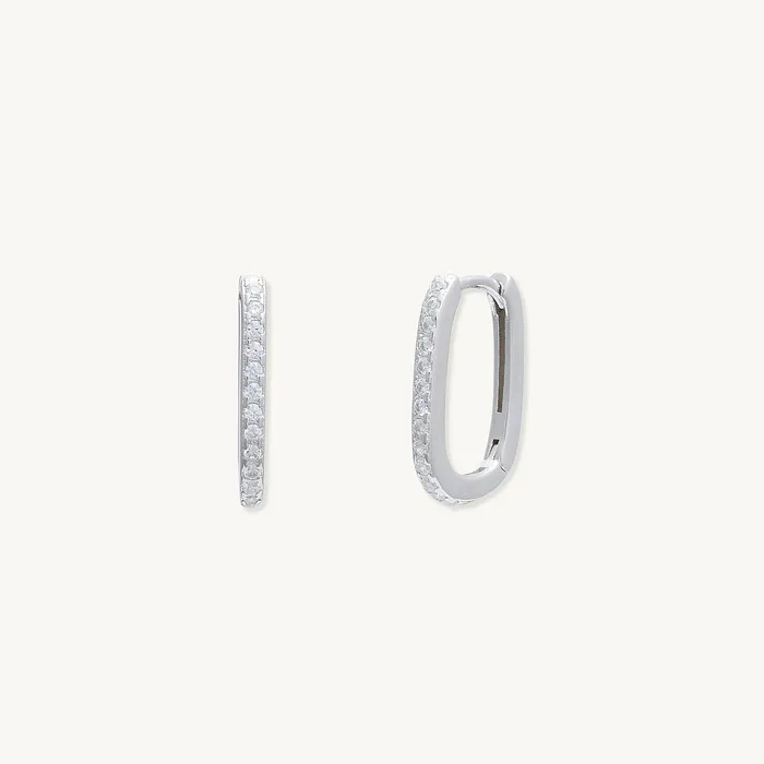 Classic Sapphire Oval Huggie Earrings Camile Stone Earrings