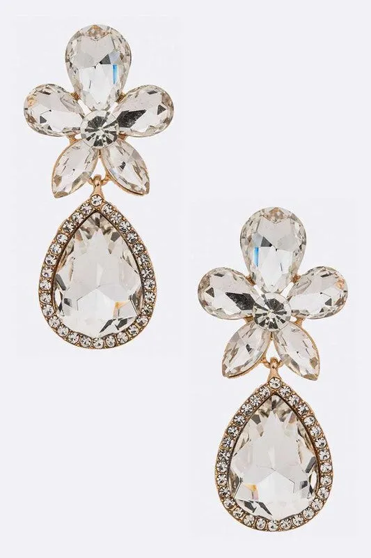Crystal Flower Chandelier Earrings LA Jewelry Plaza Earrings