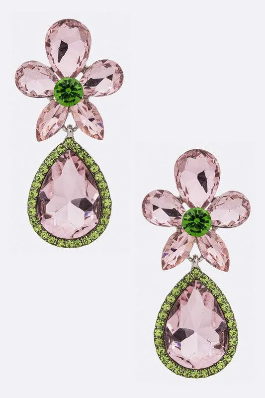 Crystal Flower Chandelier Earrings LA Jewelry Plaza Earrings