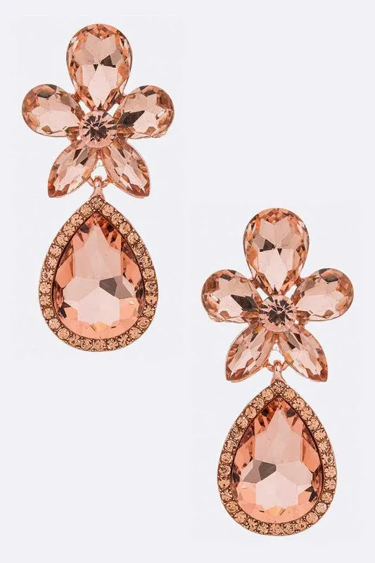 Crystal Flower Chandelier Earrings LA Jewelry Plaza Earrings