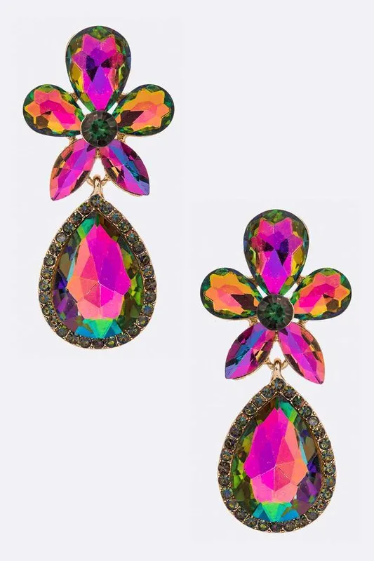 Crystal Flower Chandelier Earrings LA Jewelry Plaza Earrings