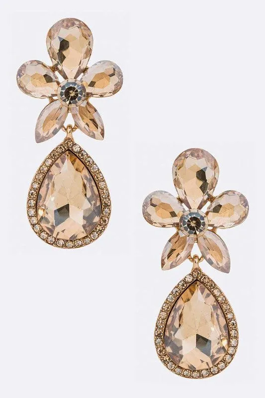 Crystal Flower Chandelier Earrings LA Jewelry Plaza Earrings
