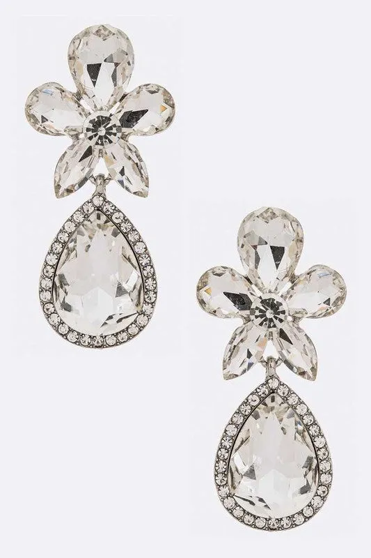 Crystal Flower Chandelier Earrings LA Jewelry Plaza Earrings