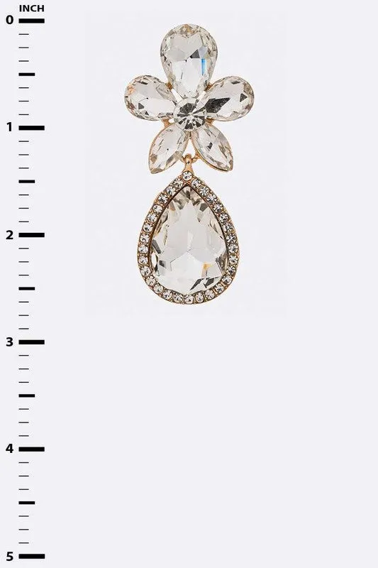 Crystal Flower Chandelier Earrings LA Jewelry Plaza Earrings