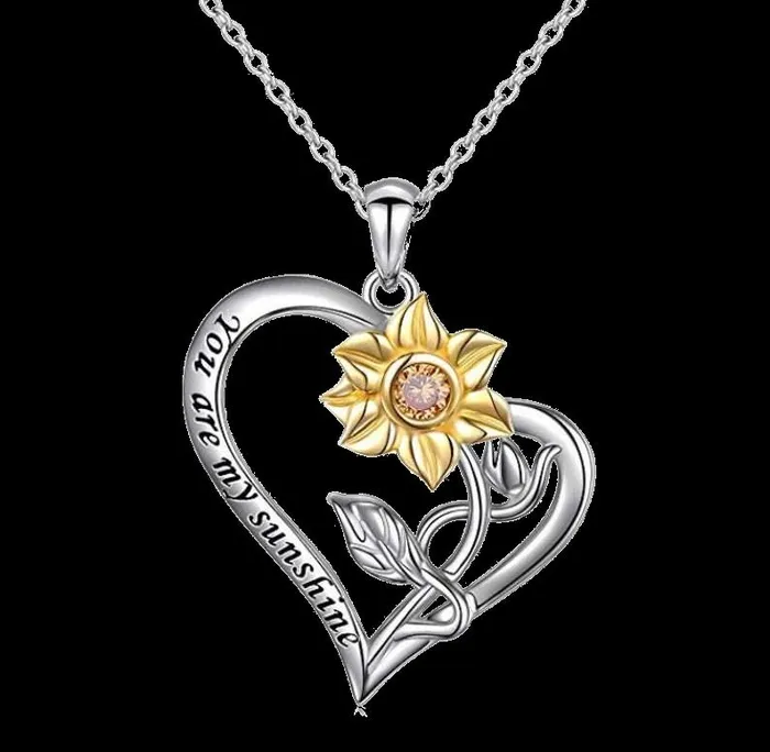 Customized Jewel Sterling Silver Sunflower Necklace Necklaces
