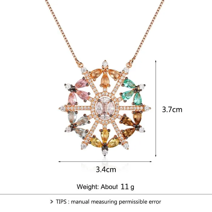 customjewelryan Necklaces 925 Sterling Silver Snowflake Cubic Zirconia Pendant Necklaces Colorful Charming Jewelry Gift for Women