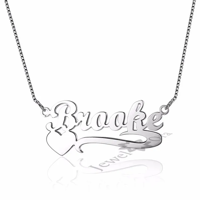 customjewelryan Necklaces Personalized Necklace Lettering Nameplate with Heart Pendant Real 925 Sterling Silver Chain Customized Gifts with Box customjewelryan Necklaces Personalized Necklace Lettering Nameplate with Heart Pendant Real 925 Sterling Silver Chain Customized Gifts with Box