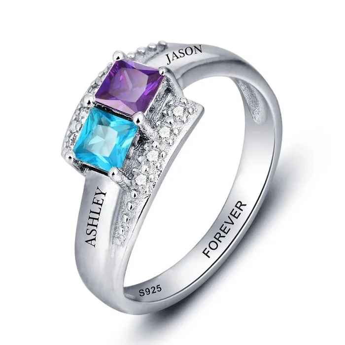 customjewelryan Rings Personalized Sterling Silver Ring for Couples Engrave Two Custom Names One Phrase and Cubic Zirconia Birthstones Unique Gifts customjewelryan Rings Personalized Sterling Silver Ring for Couples Engrave Two Custom Names One Phrase and Cubic Zirconia Birthstones Unique Gifts