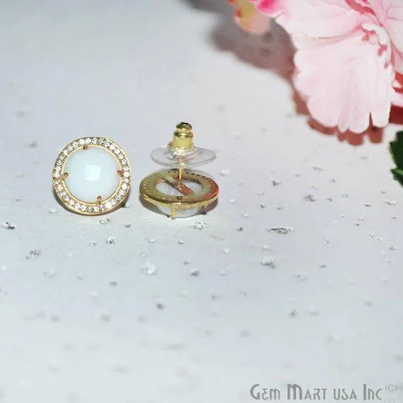 CZ Pave Round 10mm Gold Plated Gemstone Stud Earring Choose Your Gemstone 900371 GemMartUSA Earrings CZ Pave Round 10mm Gold Plated Gemstone Stud Earring Choose Your Gemstone 900371 GemMartUSA Earrings