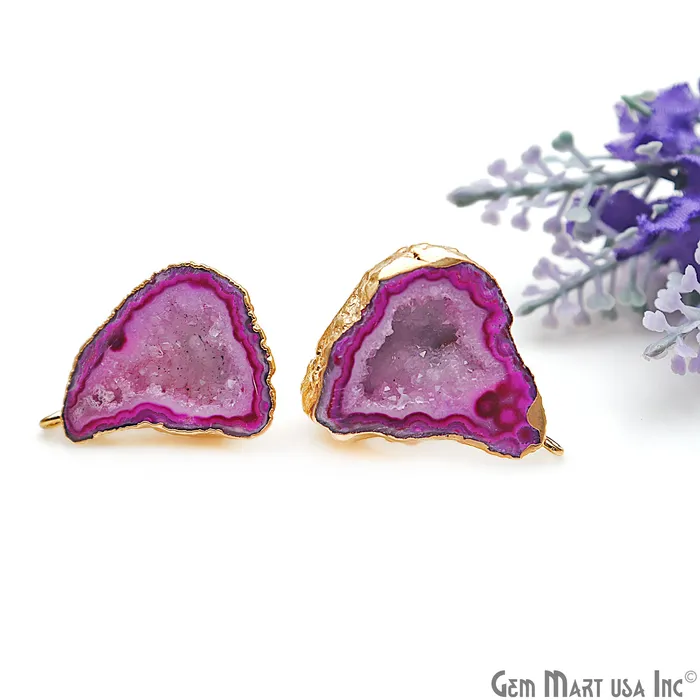 DIY Agate Slice Geode Druzy 25x30mm Gold Electroplated Loop Connector Studs Earrings GemMartUSA Earrings DIY Agate Slice Geode Druzy 25x30mm Gold Electroplated Loop Connector Studs Earrings GemMartUSA Earrings