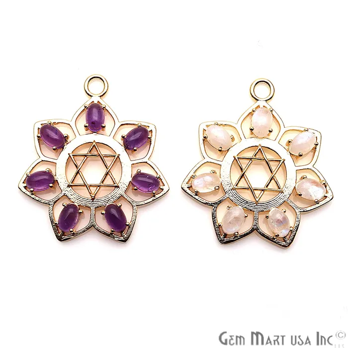 DIY Flower Gemstone 36x31mm Gold Finding Connector 1PC GemmartUSA Earrings DIY Flower Gemstone 36x31mm Gold Finding Connector 1PC GemmartUSA Earrings