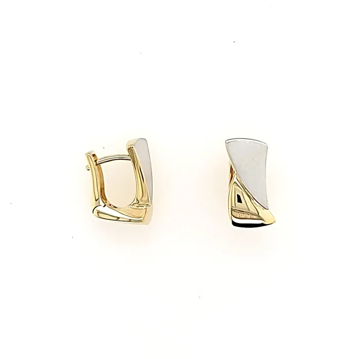 Earrings 14k Two Tone High Polish Satin Finish Huggie Earrings I7982 Breunig Earrings 14k Two Tone High Polish Satin Finish Huggie Earrings I7982 Breunig