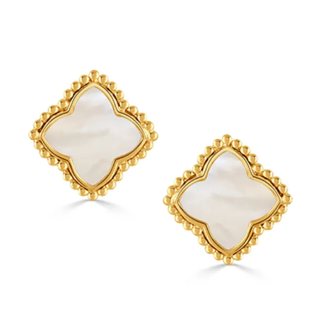 Earrings 18k Yellow Gold Ravenna Mother of Pearl Stud Clover Earrings I9008 Doves Earrings 18k Yellow Gold Ravenna Mother of Pearl Stud Clover Earrings I9008 Doves