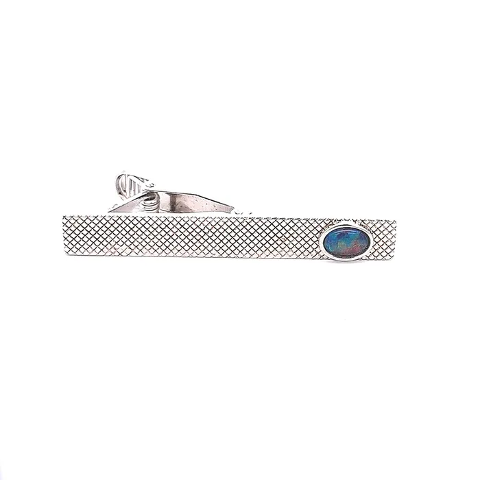 Earrings Australian Opal Cutters Australian Opal Triplet Tie Pin set in Sterling Silver