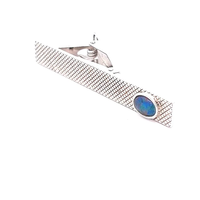 Earrings Australian Opal Cutters Australian Opal Triplet Tie Pin set in Sterling Silver