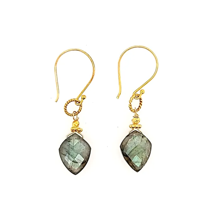 Earrings AVF AVF Gold Faceted Labradorite Point Dangle Earrings SI2904