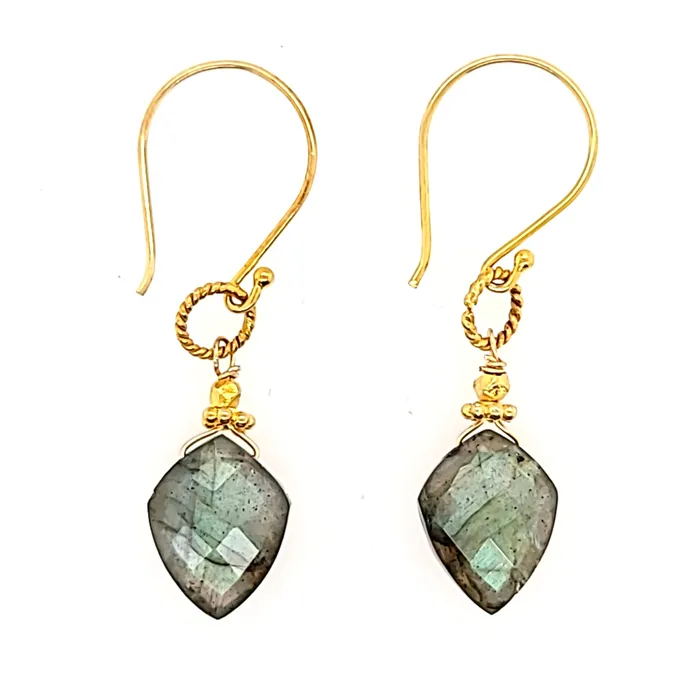 Earrings AVF AVF Gold Faceted Labradorite Point Dangle Earrings SI2904