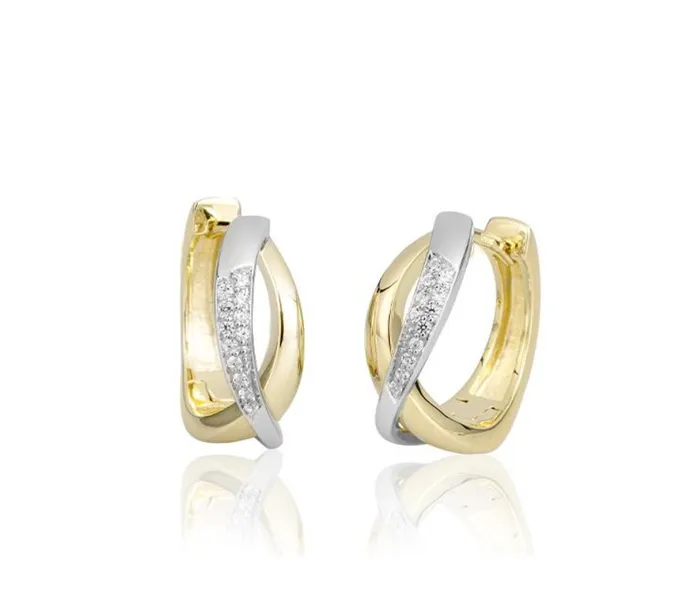 Earrings Breuning 14k Two Tone Gold Crossover Hoop Earrings with Diamonds I8854 Earrings Breuning 14k Two Tone Gold Crossover Hoop Earrings with Diamonds I8854