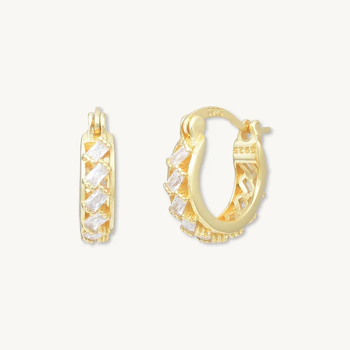 Earrings Camile Stone Baguette Sapphire Hoop Earrings