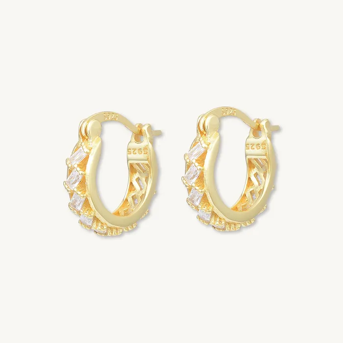 Earrings Camile Stone Baguette Sapphire Hoop Earrings Earrings Camile Stone Baguette Sapphire Hoop Earrings