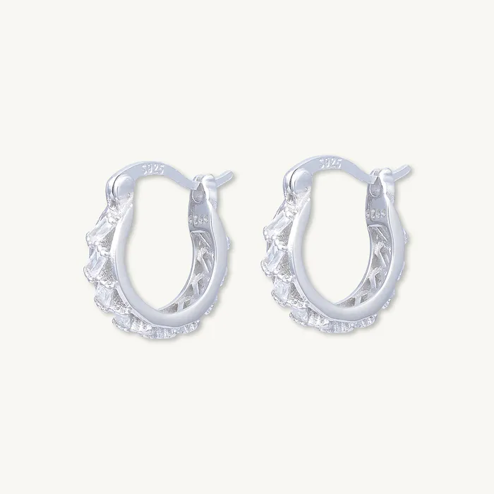 Earrings Camile Stone Baguette Sapphire Hoop Earrings Earrings Camile Stone Baguette Sapphire Hoop Earrings