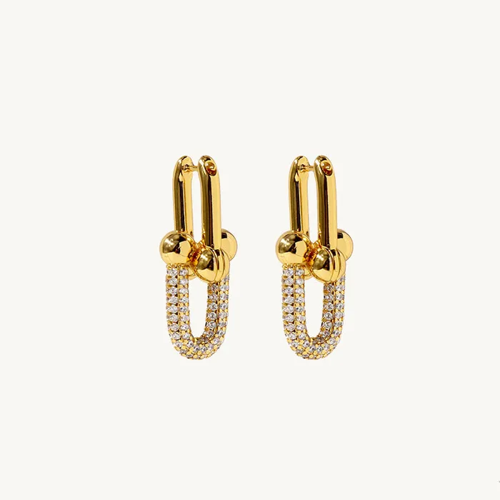 Earrings Camile Stone Isabella Pave U Link Earrings