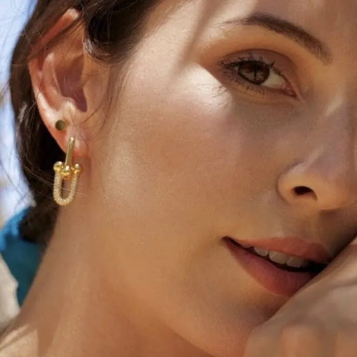 Earrings Camile Stone Isabella Pave U Link Earrings Earrings Camile Stone Isabella Pave U Link Earrings