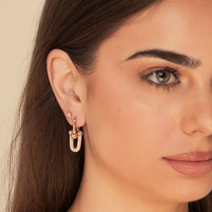 Earrings Camile Stone Isabella Pave U Link Earrings Earrings Camile Stone Isabella Pave U Link Earrings
