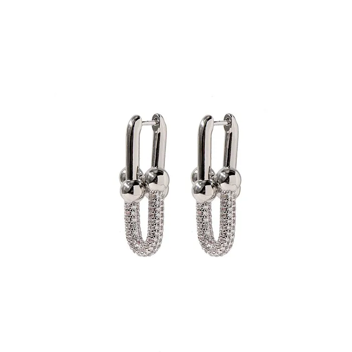 Earrings Camile Stone Isabella Pave U Link Earrings Earrings Camile Stone Isabella Pave U Link Earrings
