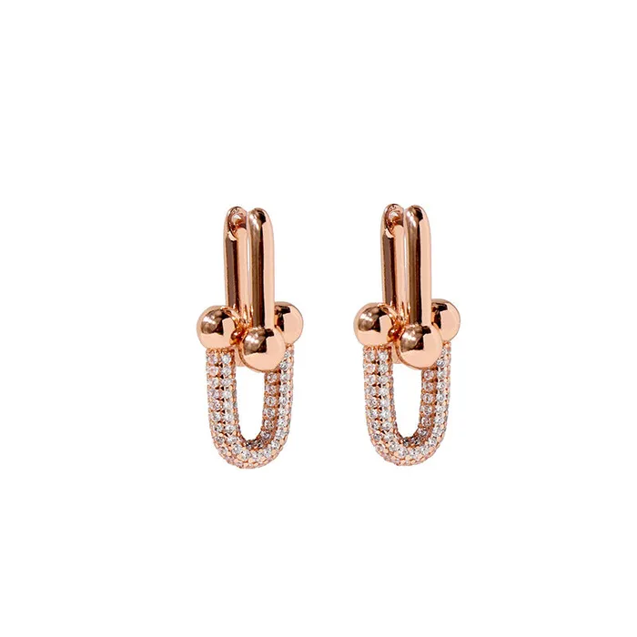 Earrings Camile Stone Isabella Pave U Link Earrings Earrings Camile Stone Isabella Pave U Link Earrings