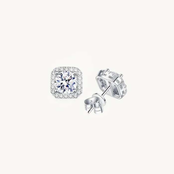 Earrings Camile Stone Square Halo Moissanite Stud Earrings 05 Carat