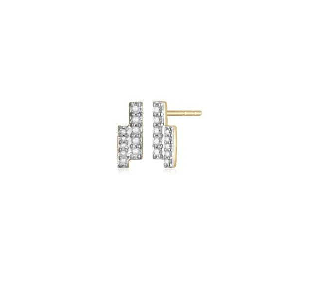 Earrings Charles Garnier 14k Yellow Gold Double Diamond Bar Petite Stud Earrings SI5208 Earrings Charles Garnier 14k Yellow Gold Double Diamond Bar Petite Stud Earrings SI5208