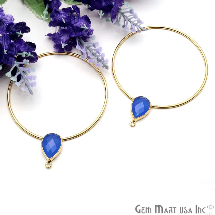 Earrings GemmartUSA Drop Faceted Gemstone 56x45mm Gold Plated Hoop Chandelier Connector 1pair Earrings GemmartUSA Drop Faceted Gemstone 56x45mm Gold Plated Hoop Chandelier Connector 1pair