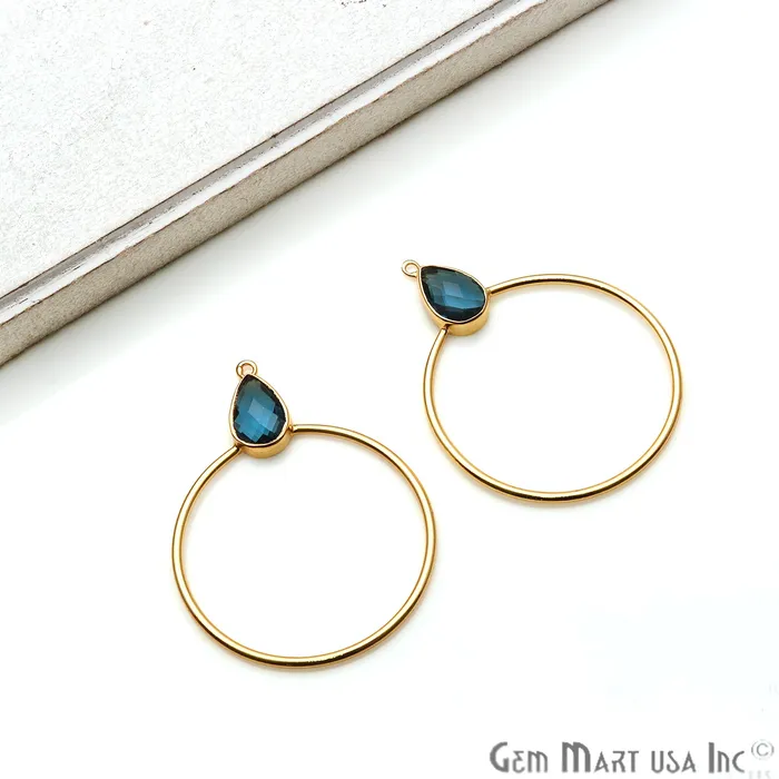 Earrings GemmartUSA Drop Faceted Gemstone 56x45mm Gold Plated Hoop Chandelier Connector 1pair Earrings GemmartUSA Drop Faceted Gemstone 56x45mm Gold Plated Hoop Chandelier Connector 1pair