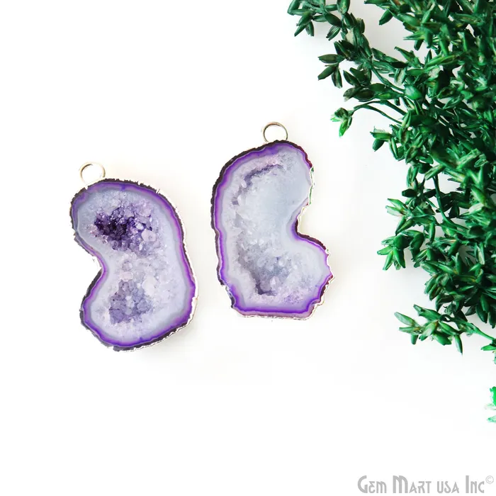 Earrings GemMartUSA Geode Druzy 22x35mm Organic Silver Electroplated Single Bail Gemstone Earring Connector 1 Pair Earrings GemMartUSA Geode Druzy 22x35mm Organic Silver Electroplated Single Bail Gemstone Earring Connector 1 Pair