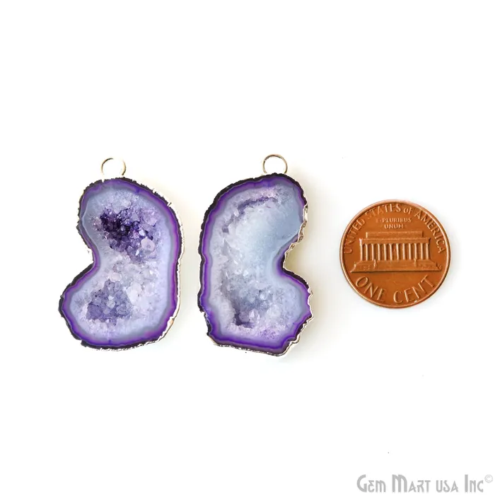 Earrings GemMartUSA Geode Druzy 22x35mm Organic Silver Electroplated Single Bail Gemstone Earring Connector 1 Pair Earrings GemMartUSA Geode Druzy 22x35mm Organic Silver Electroplated Single Bail Gemstone Earring Connector 1 Pair