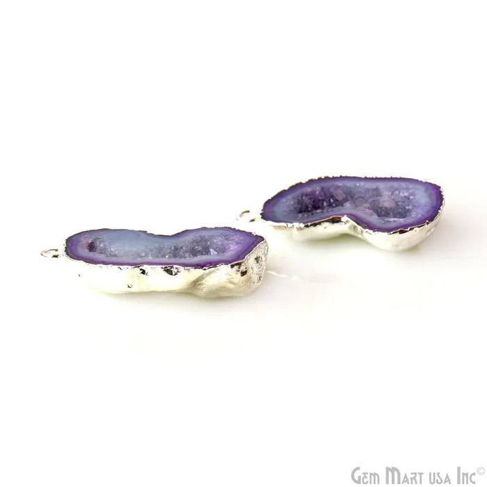 Earrings GemMartUSA Geode Druzy 22x35mm Organic Silver Electroplated Single Bail Gemstone Earring Connector 1 Pair Earrings GemMartUSA Geode Druzy 22x35mm Organic Silver Electroplated Single Bail Gemstone Earring Connector 1 Pair