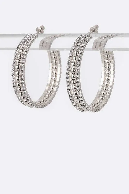 Earrings LA Jewelry Plaza 40 MM Rhinestone Iconic Hoop Earrings