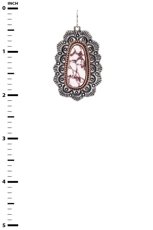 Earrings LA Jewelry Plaza Western Engraved Stone Earrings Earrings LA Jewelry Plaza Western Engraved Stone Earrings