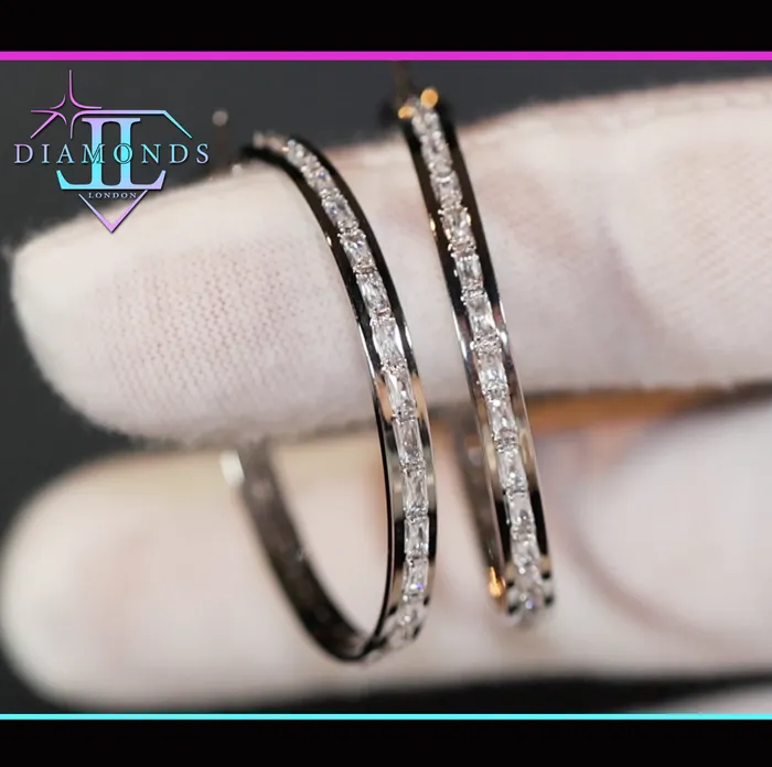Earrings Lab Diamonds London Diamond Hoop Earrings Hoop Earrings Womens diamond hoop earrings Baguette diamond earrings Earrings Lab Diamonds London Diamond Hoop Earrings Hoop Earrings Womens diamond hoop earrings Baguette diamond earrings