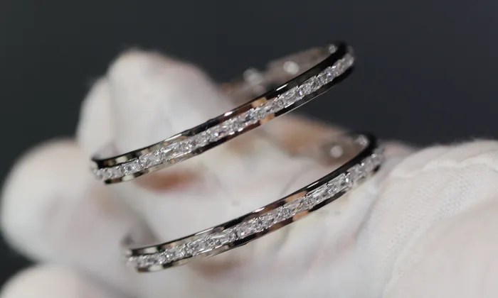 Earrings Lab Diamonds London Diamond Hoop Earrings Hoop Earrings Womens diamond hoop earrings Baguette diamond earrings